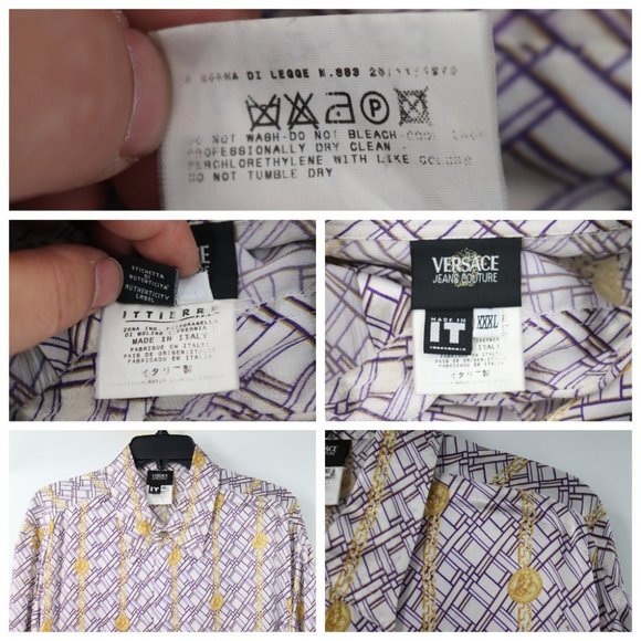 Vintage Versace Jeans Couture Shirt Mens XL Medusa Pattern Gold Chain Baroque - Picture 10 of 16